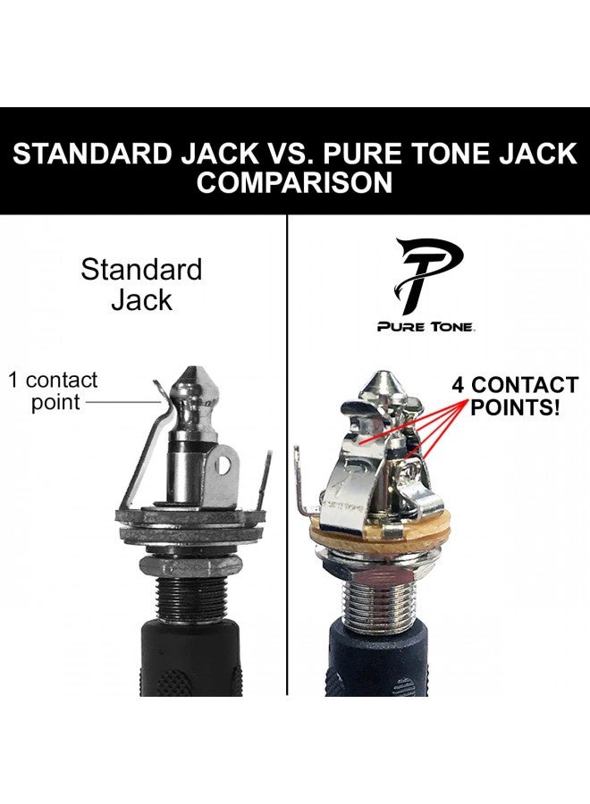 Pure Tone Multi-Contact 1/4 Inch Mono Output Jack | Nickel | Dual Tension Grounds And Dual Positive Tips For Optimal Signal, Tone And Lowest Possible Noise