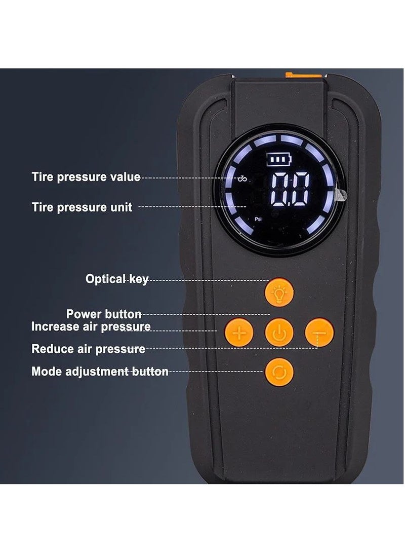 Inflatable Car Pump Jump Starter LED Full Screen Display Jump Starter Power Supply Lightweight Fast Inflatable Jump Starter Battery for Cars Motorcycles Bicycles and E Bikes