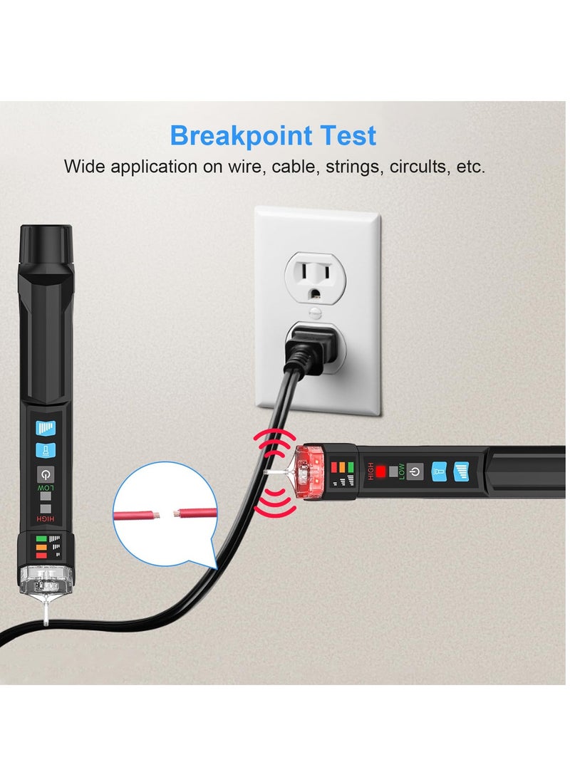 Portable Non-contact Voltage Tester with Sound and Light Alarm, Dual Range AC 12V-1000V, Ideal for Wire Breakpoint Detection