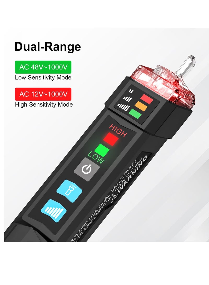 Portable Non-contact Voltage Tester with Sound and Light Alarm, Dual Range AC 12V-1000V, Ideal for Wire Breakpoint Detection