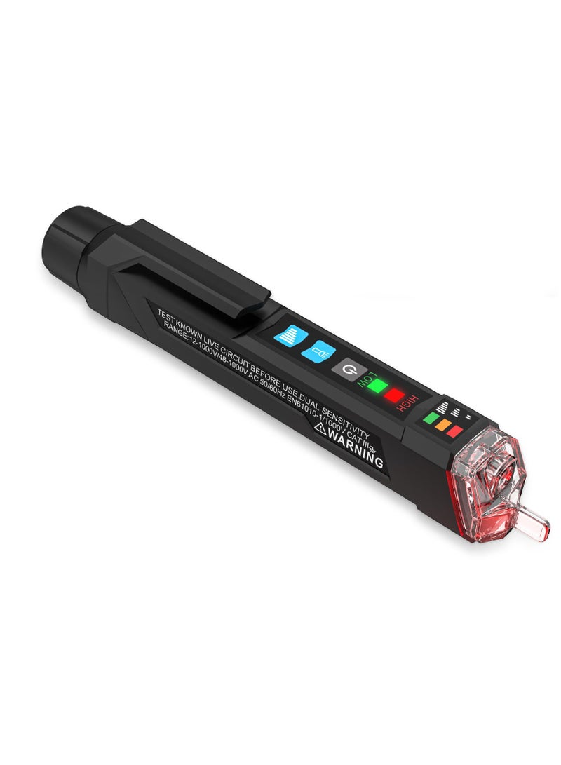 Portable Non-contact Voltage Tester with Sound and Light Alarm, Dual Range AC 12V-1000V, Ideal for Wire Breakpoint Detection