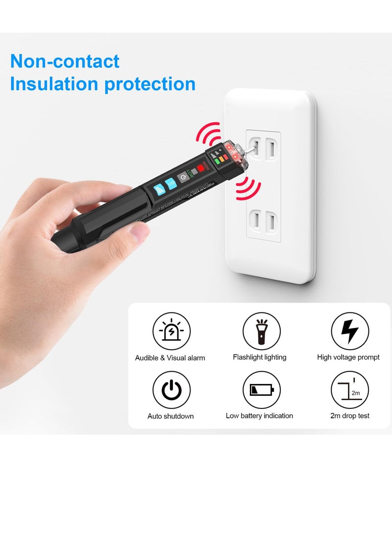 Portable Non-contact Voltage Tester with Sound and Light Alarm, Dual Range AC 12V-1000V, Ideal for Wire Breakpoint Detection