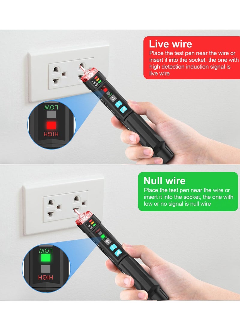 Portable Non-contact Voltage Tester with Sound and Light Alarm, Dual Range AC 12V-1000V, Ideal for Wire Breakpoint Detection