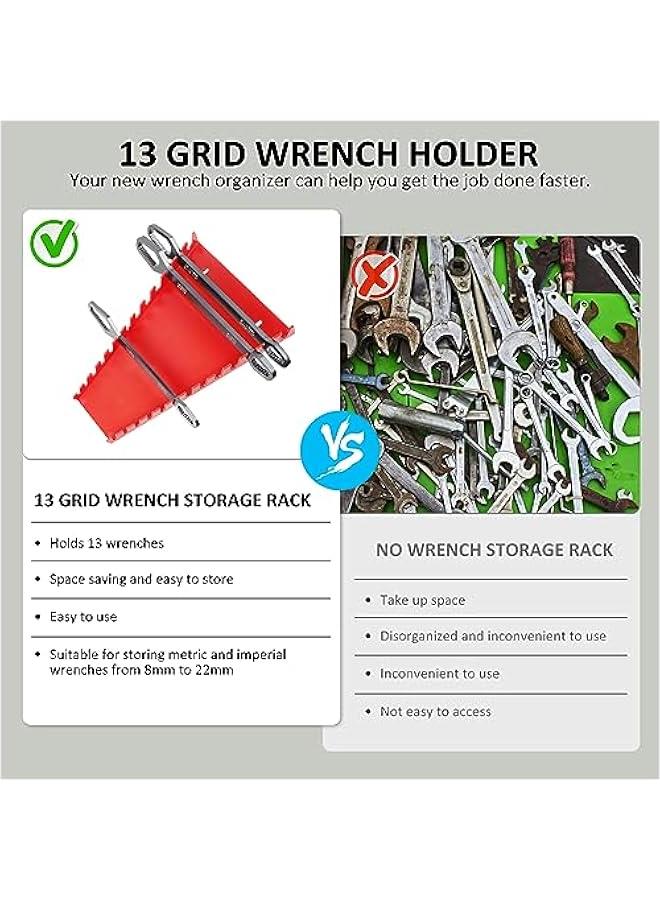 52 Slot Wrench Organizer, Metal Wrench Holder, Wrench Rack Tool Trays, Wrench Organizer Tray, Wrench Storage Organizer, Wrench Racks Tool Organizer for Storing 8mm-22mm Metric and SAE Wrenches