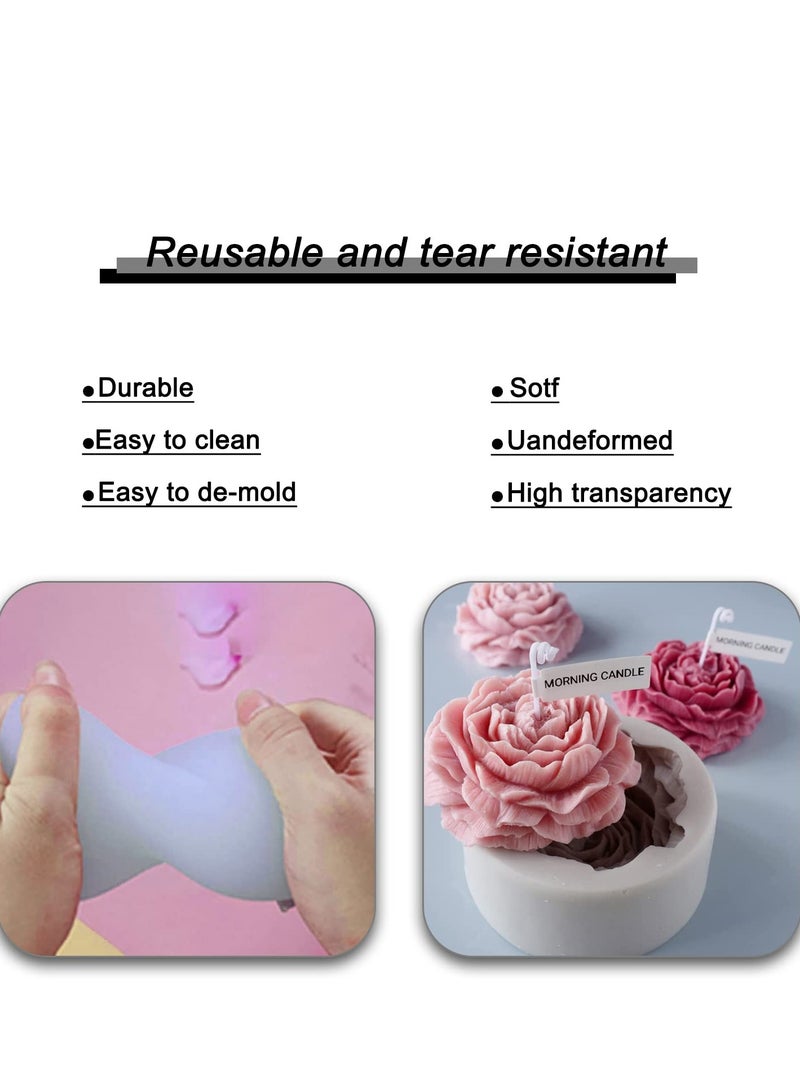 Flower Silicone Mold for Resin Candle , 3D Soap Mould Cake Fondant Chocolate Epoxy Casting Craft Handmade Gift, Peony