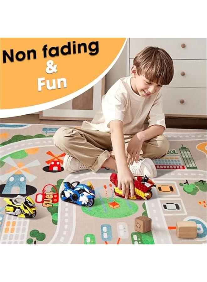 Kid Rug Carpet Playmat for Toy Cars and Train，Play Area Rug with Rubber Backing，Fun Throw Rug，Ideal Gift for Children Baby Bedroom Play Room(120×160cm/47×63in)