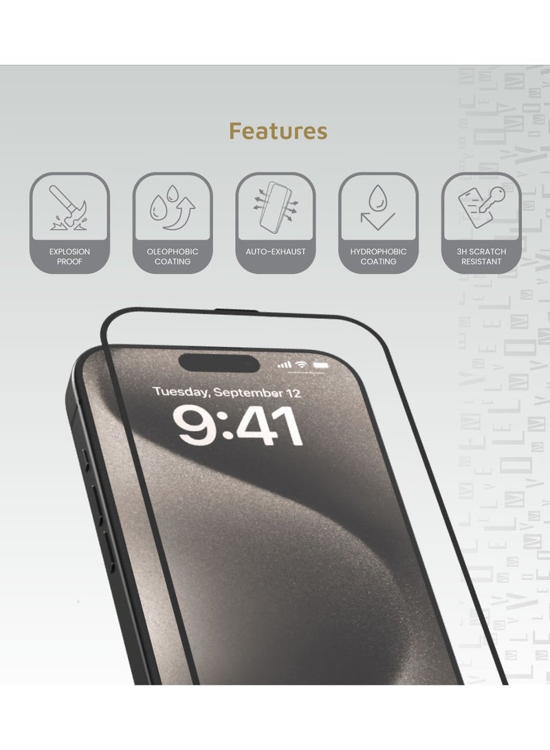 iPhone 16 Pro Max Screen Protector 2.5D Silk Print HD Glass with Silicone Edge / Super Smooth & Responsive / Scratch Resistant Glass / Impact Resistance Protector - Clear