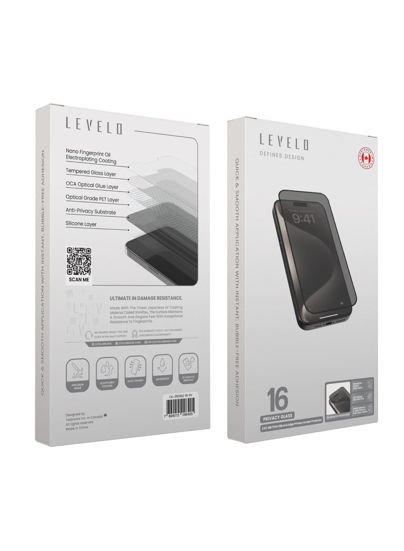iPhone 16 Screen Protector 2.5D Silk Print HD Glass with Silicone Edge / Super Smooth & Responsive / Scratch Resistant Glass / Impact Resistance Protector - Clear