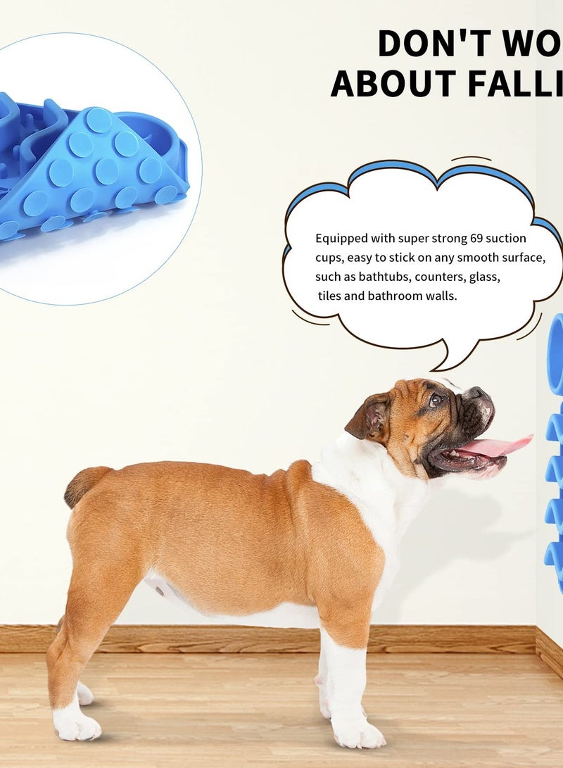 3-in-1 Silicone Lick Mat for Dogs and Cats, Slow Feeder with Suction Cup, Ideal for Treats and Anxiety Relief, Blue