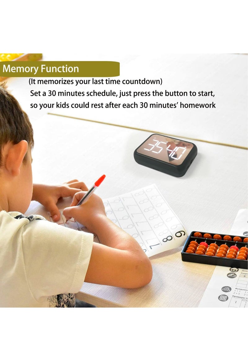 4-Inch Magnetic Digital Timer for Kids - Bright Display, Silent Operation, Perfect for Classroom & Kitchen Use (Black)