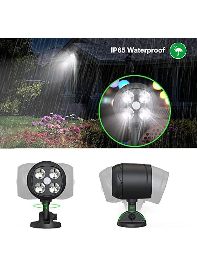 Motion Sensor Outdoor Lights, Battery Operated Outdoor Lights, 600LM Motion Detector Lights for Outside, 6000K LED Security Light Battery Powered Spotlight for House Wall, Black(2 Pack)