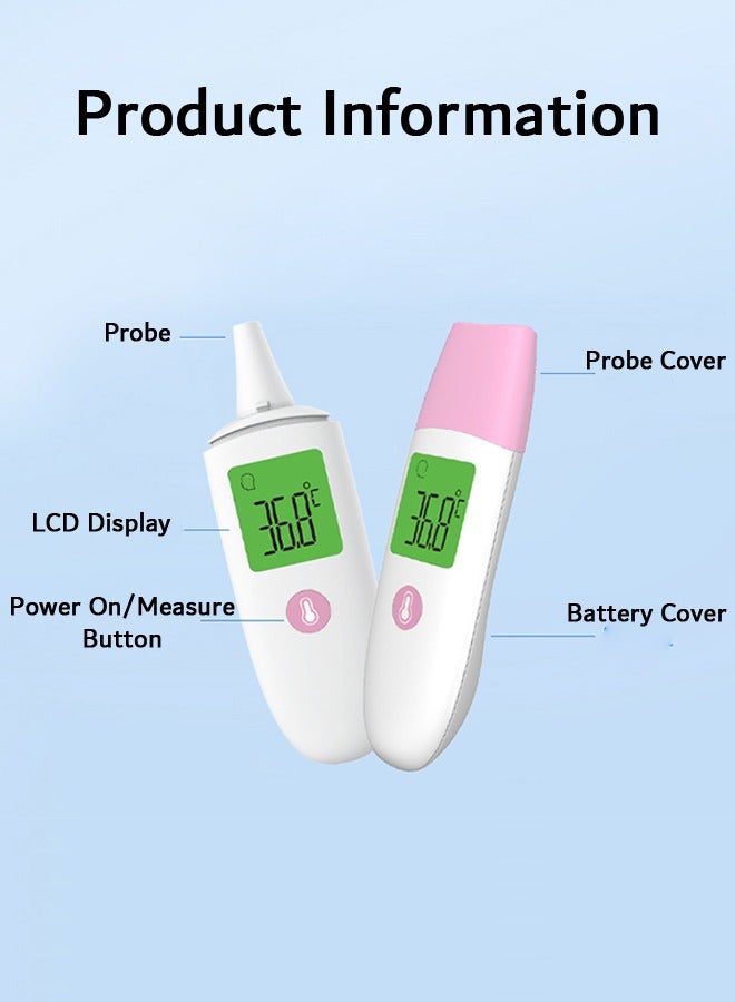 Non-Contact Forehead and Ear Thermometer, Baby Infrared Digital Thermometer, Fever Alarm Function and Memory Functions