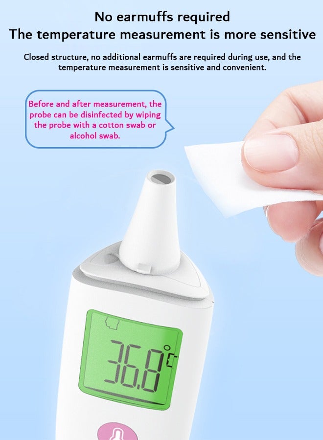 Non-Contact Forehead and Ear Thermometer, Baby Infrared Digital Thermometer, Fever Alarm Function and Memory Functions