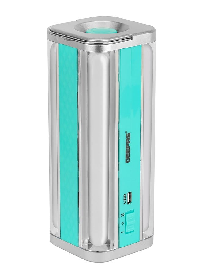 Geepas GE5595 Multi-functional LED Emergency Lantern 4000mAh | Portable, Lightweight | Solar Input with Dimmer Function | 4 Hours Working | Ideal to Charge Personal Devices