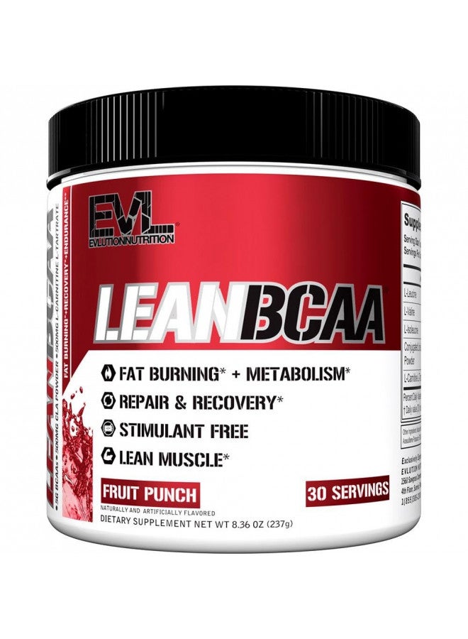 Evlution Nutrition LeanBCAA, BCAAs, CLA and L-Carnitine, Stimulant-Free, Recover and Burn Fat, Sugar and Gluten Free, 30 Servings (Fruit Punch)