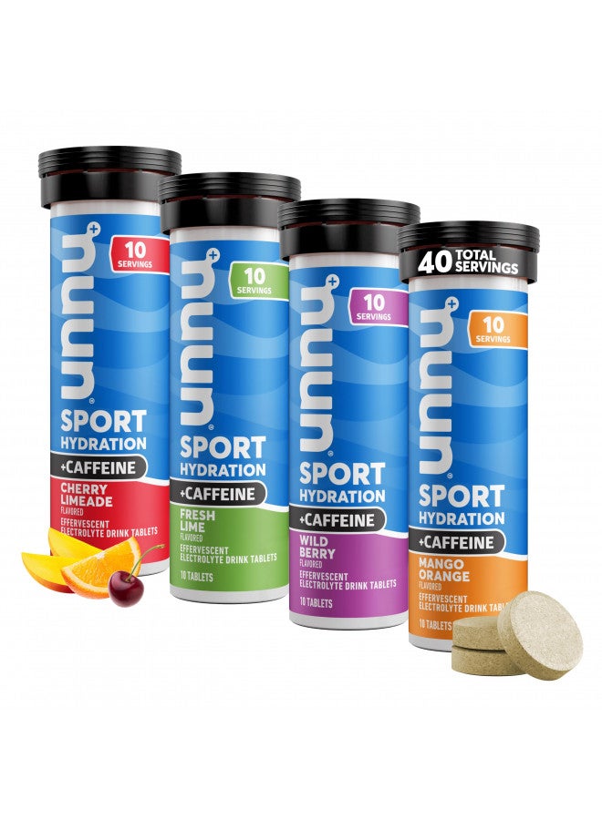 Nuun Sport + Caffeine: Electrolyte Drink Tablets, Mixed Flavor Box, 10 Count (Pack of 4)