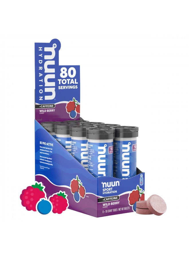 Nuun Sport + Caffeine: Electrolyte Drink Tablets | Wild Berry | 10 Count (Pack of 8)