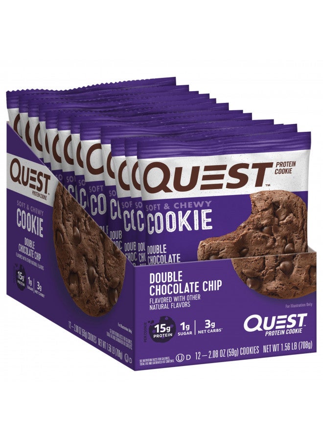 Quest Nutrition Double Chocolate Chip Protein Cookie, High Protein, Low Carb, 12 Count