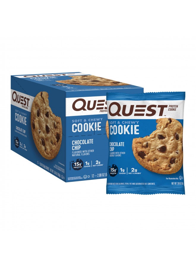 Quest Nutrition Chocolate Chip Protein Cookie; Keto Friendly; High Protein; Low Carb; 12 Count