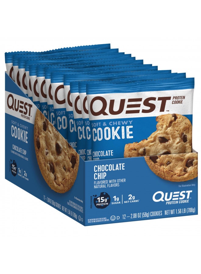 Quest Nutrition Chocolate Chip Protein Cookie; Keto Friendly; High Protein; Low Carb; 12 Count