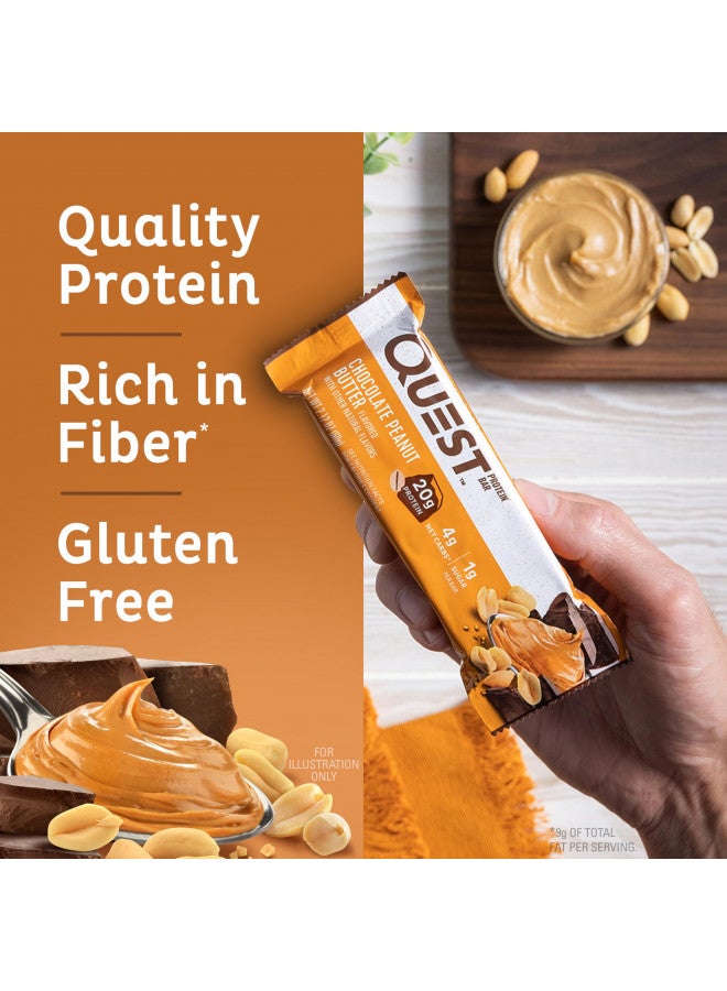 Quest Nutrition Chocolate Peanut Butter Bars, High Protein, Low Carb, Gluten Free, Keto Friendly, Chocolate Peanut Butter - 12 Count