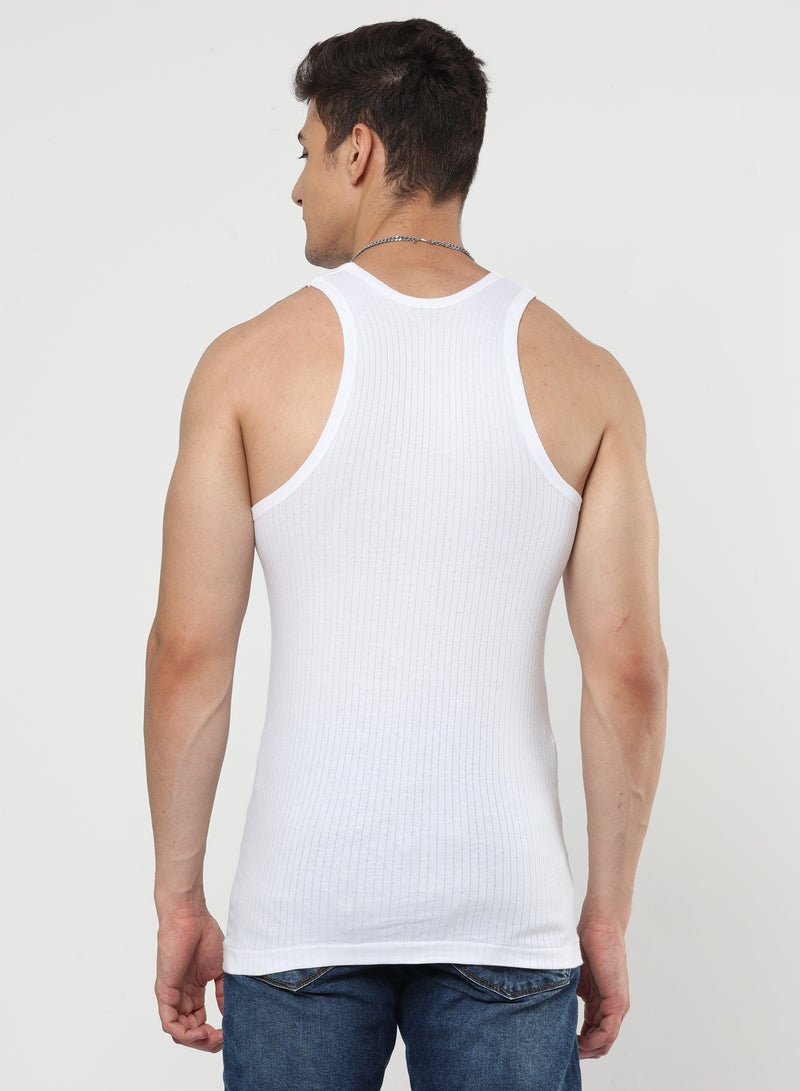 Platinum Collection Double-Knit 100% Organic Cotton Interlock Parker Super Combed Mens Vest Undershirt Tank Top Inner Ultrasoft Breathable Lightweight Sleeveless Sando Pack of 3