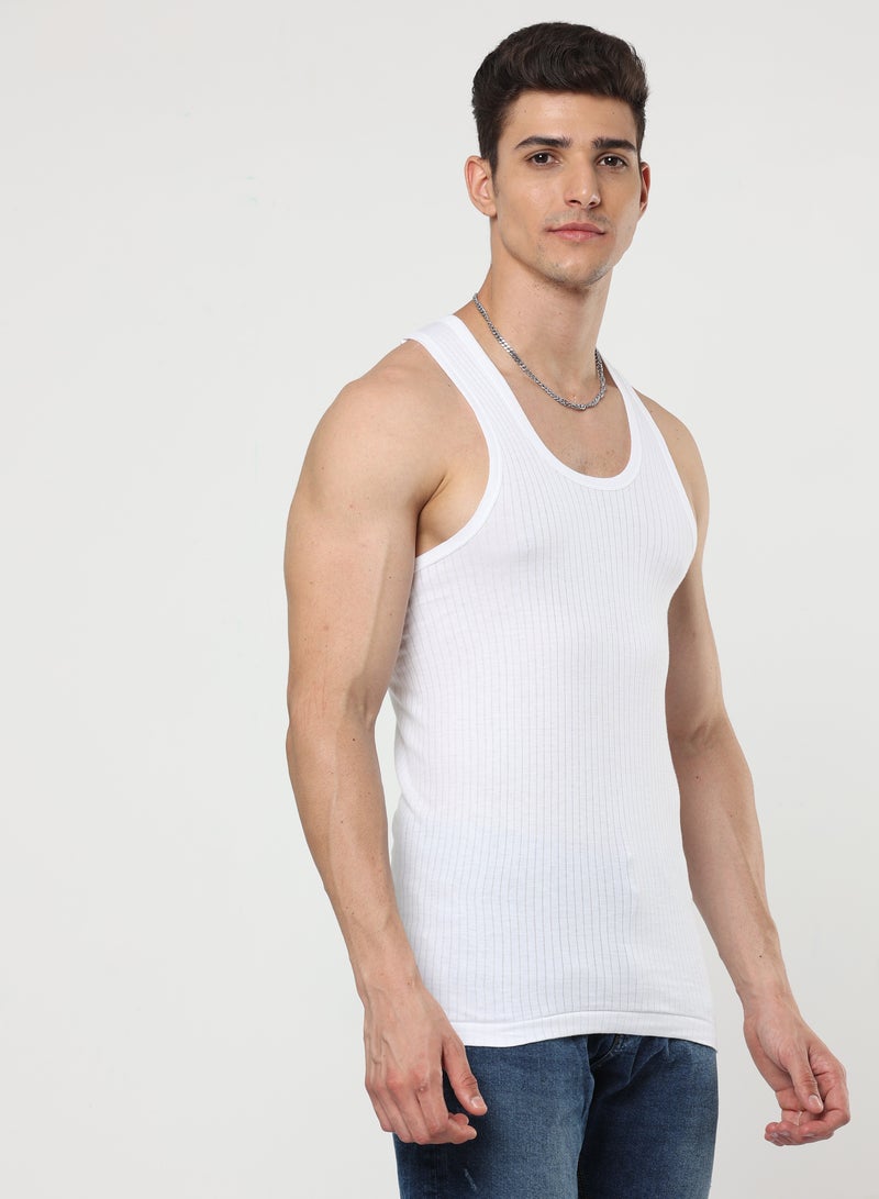 Platinum Collection Double-Knit 100% Organic Cotton Interlock Parker Super Combed Mens Vest Undershirt Tank Top Inner Ultrasoft Breathable Lightweight Sleeveless Sando Pack of 3