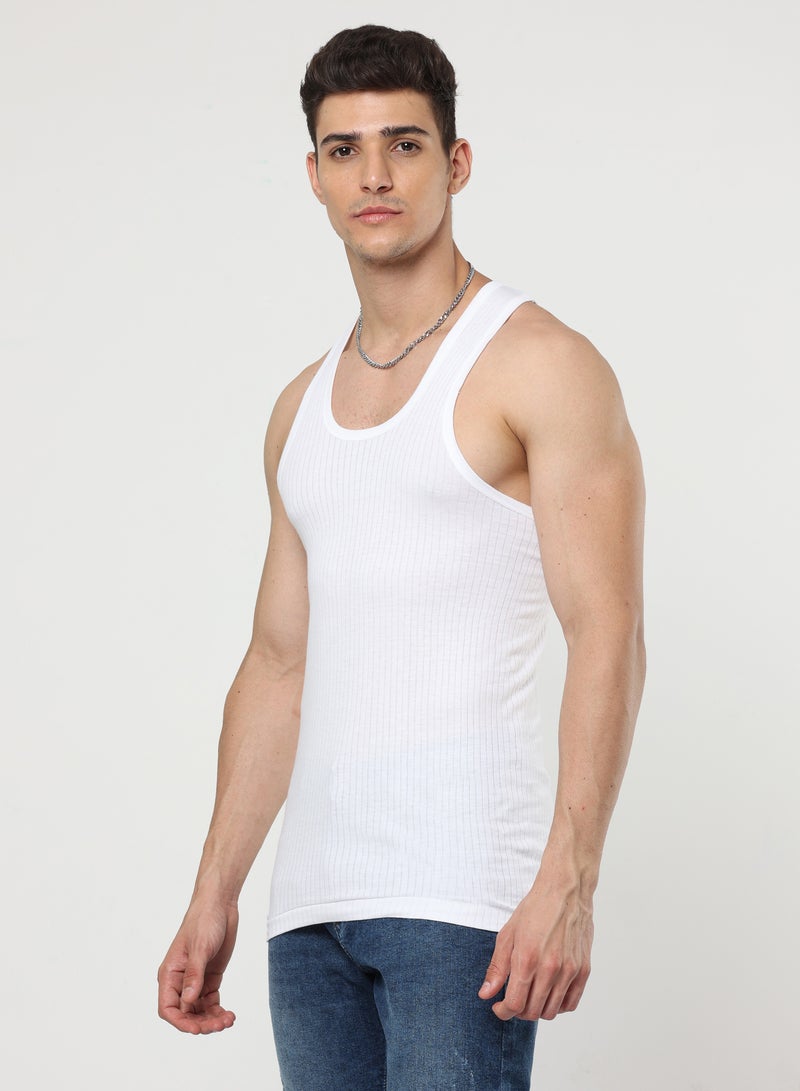 Platinum Collection Double-Knit 100% Organic Cotton Interlock Parker Super Combed Mens Vest Undershirt Tank Top Inner Ultrasoft Breathable Lightweight Sleeveless Sando Pack of 3