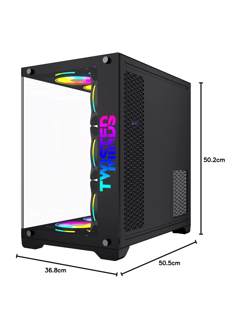 Twisted Minds Bullet-07 Mid Tempered Glass Mid Tower Gaming Case TM1-B-S - Black