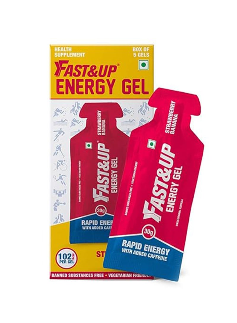 FAST&UP ENERGY GELS - INSTANT ENERGY + CAFFEINE (pack of 5) - Strawberry banana flavour