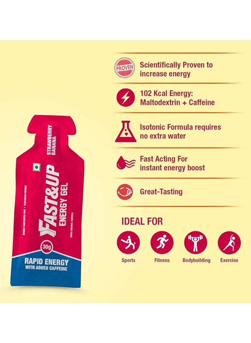 FAST&UP ENERGY GELS - INSTANT ENERGY + CAFFEINE (pack of 5) - Strawberry banana flavour