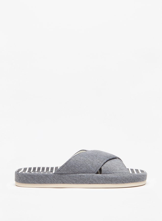 Men Striped Bedroom Slide Slippers