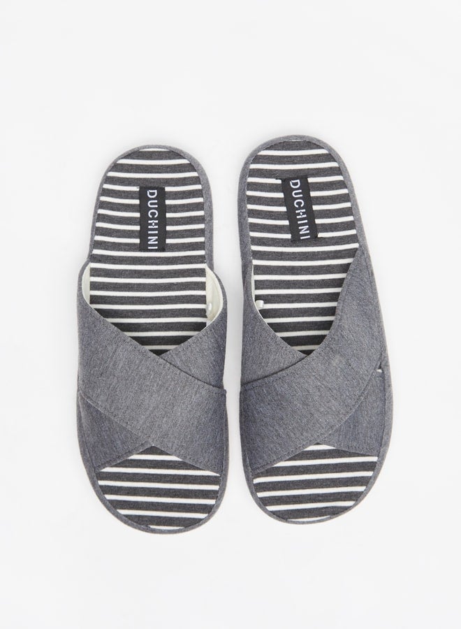 Men Striped Bedroom Slide Slippers