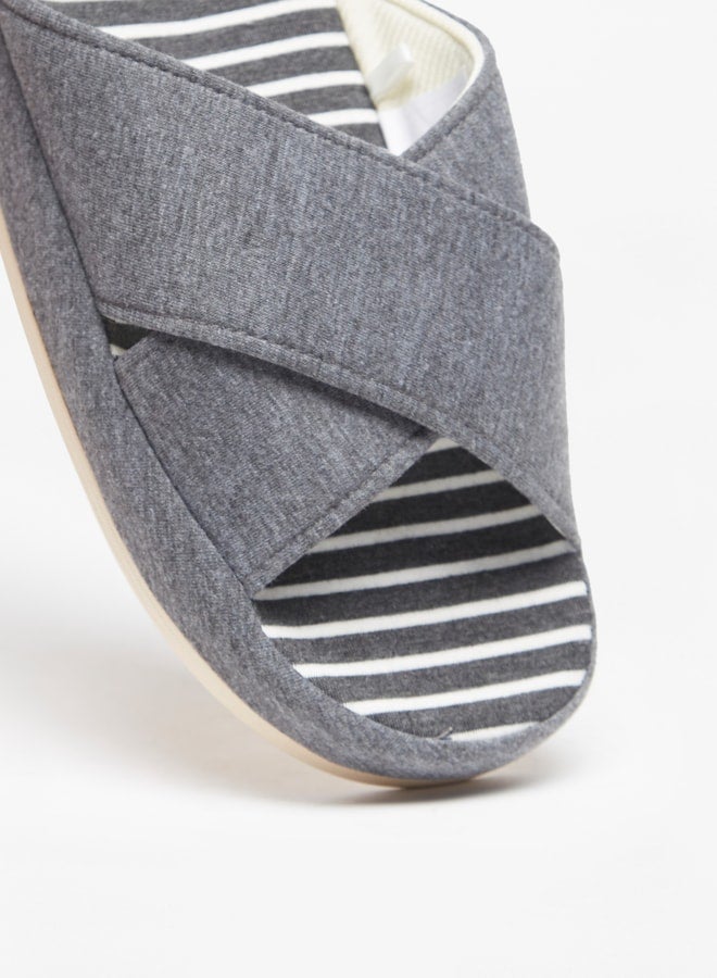 Men Striped Bedroom Slide Slippers