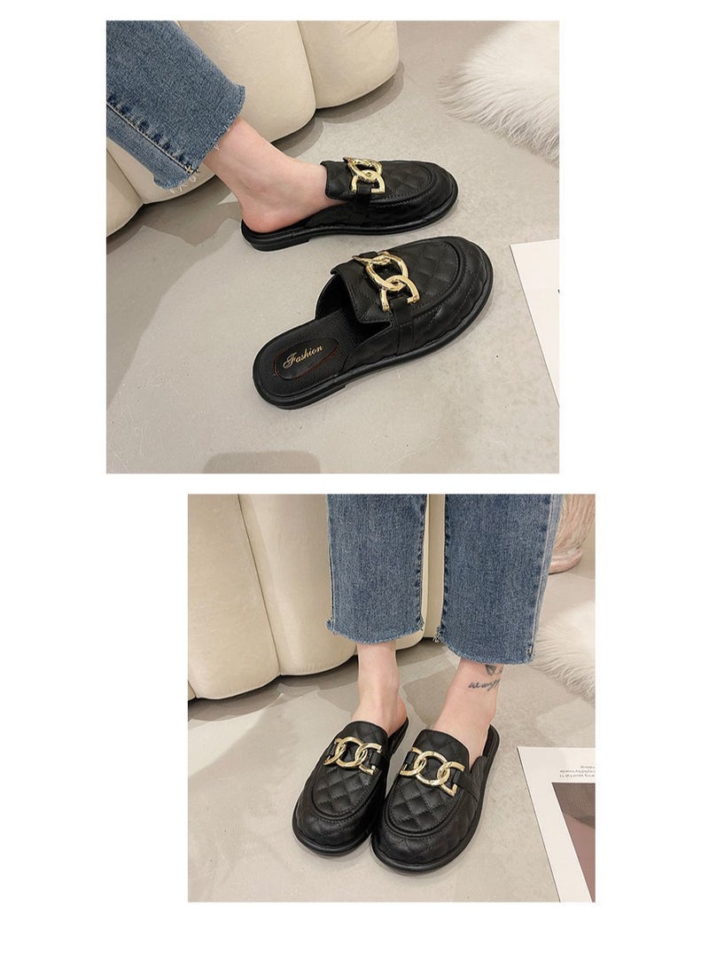 Packed Head Half Slippers Women's Outer Wear New Fashion Lazy One Foot Stirrup Waterproof Anti-slip Sandal Slip