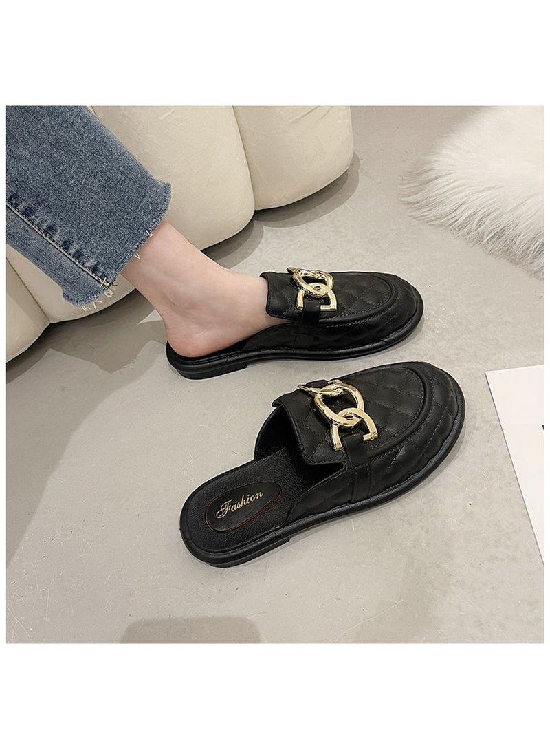 Packed Head Half Slippers Women's Outer Wear New Fashion Lazy One Foot Stirrup Waterproof Anti-slip Sandal Slip