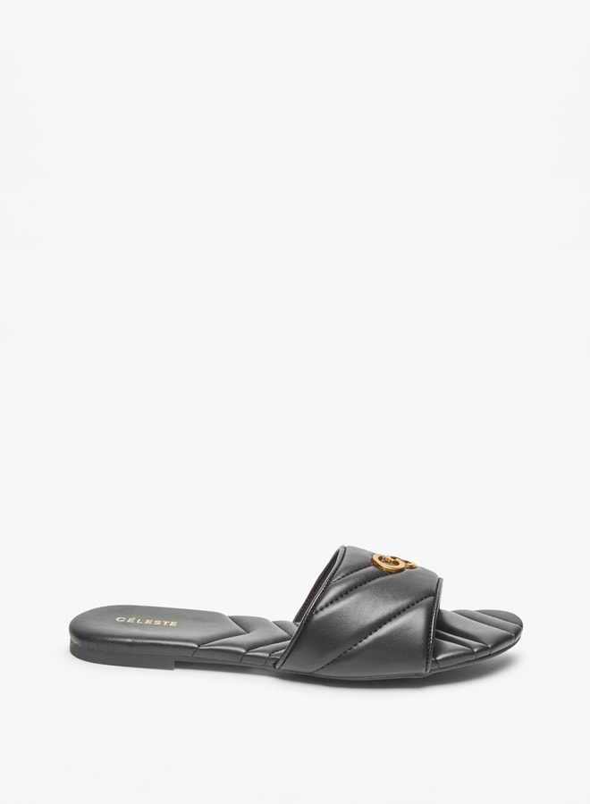 Women's Quilted Slip-On Sandals with Logo Accent