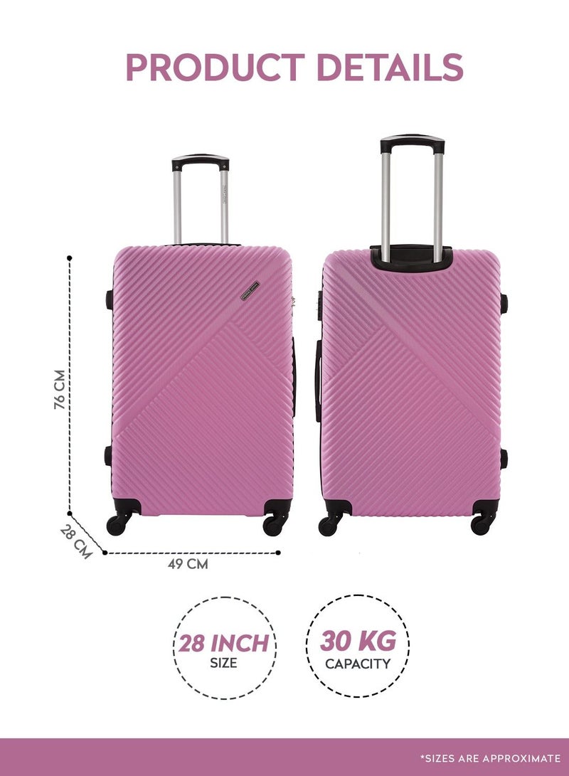 Vizro ABS Hardside Spinner Check In Large Luggage Trolley 28 Inch Pink