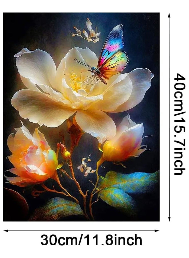 5D Diamond Painting Butterfly, DIY Full Drill Diamond Art Painting for Adults, Paint by Number Kits, Full Drill Crystal Rhinestone Painting Pictures for Home Wall Decor 11.8x15.7 inch