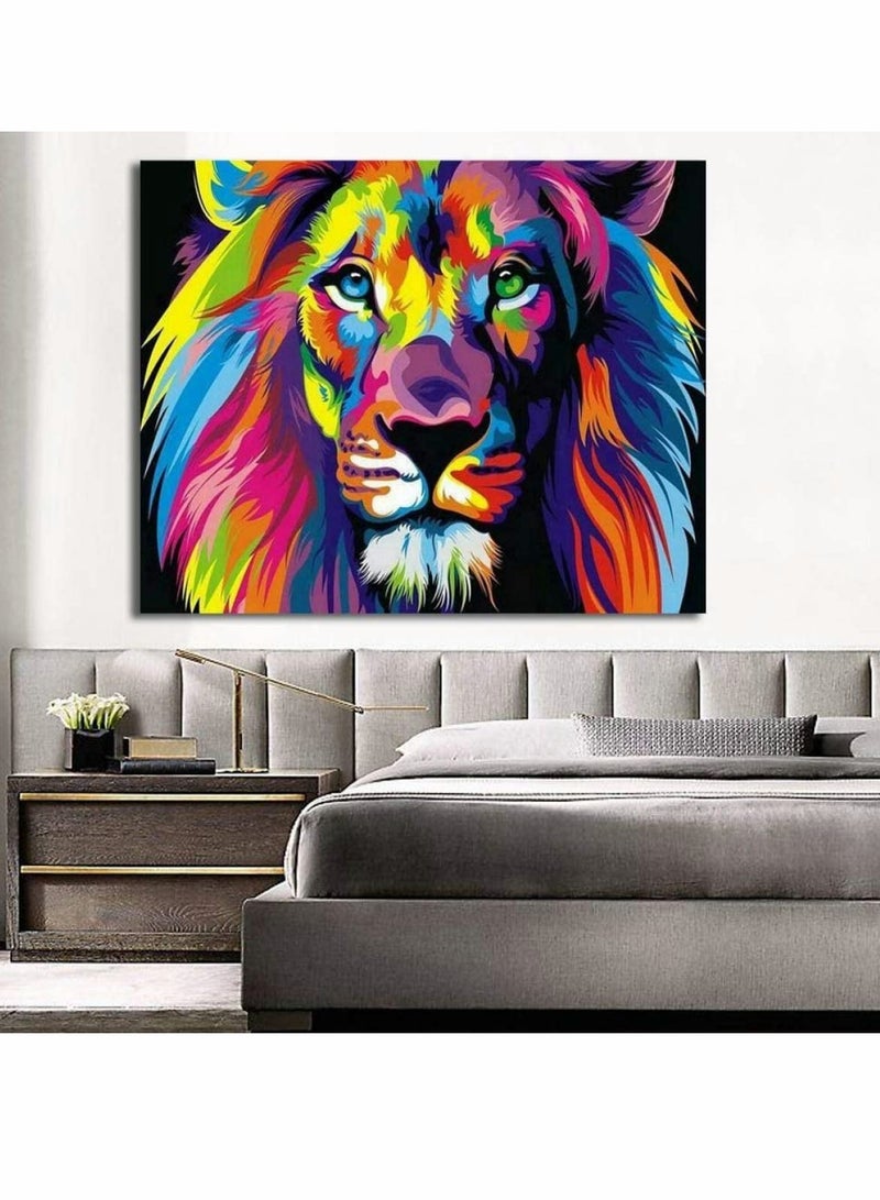 Paint By Numbers For Kids, Adult and Beginners  Diy Digital Large Living Room Bedroom Animal Coloring Decorative Paintings Pure Hand-Painted Oil Painting Color Lion Frameless 16 x 20 inch