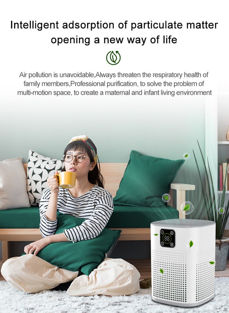 Smart Desktop Air Purifier with Digital Display - Air Cleaner with HEPA Filter - Deodorization, Sterilization, Remove Formaldehyde - Essential Appliances for Home and Office - HY1800