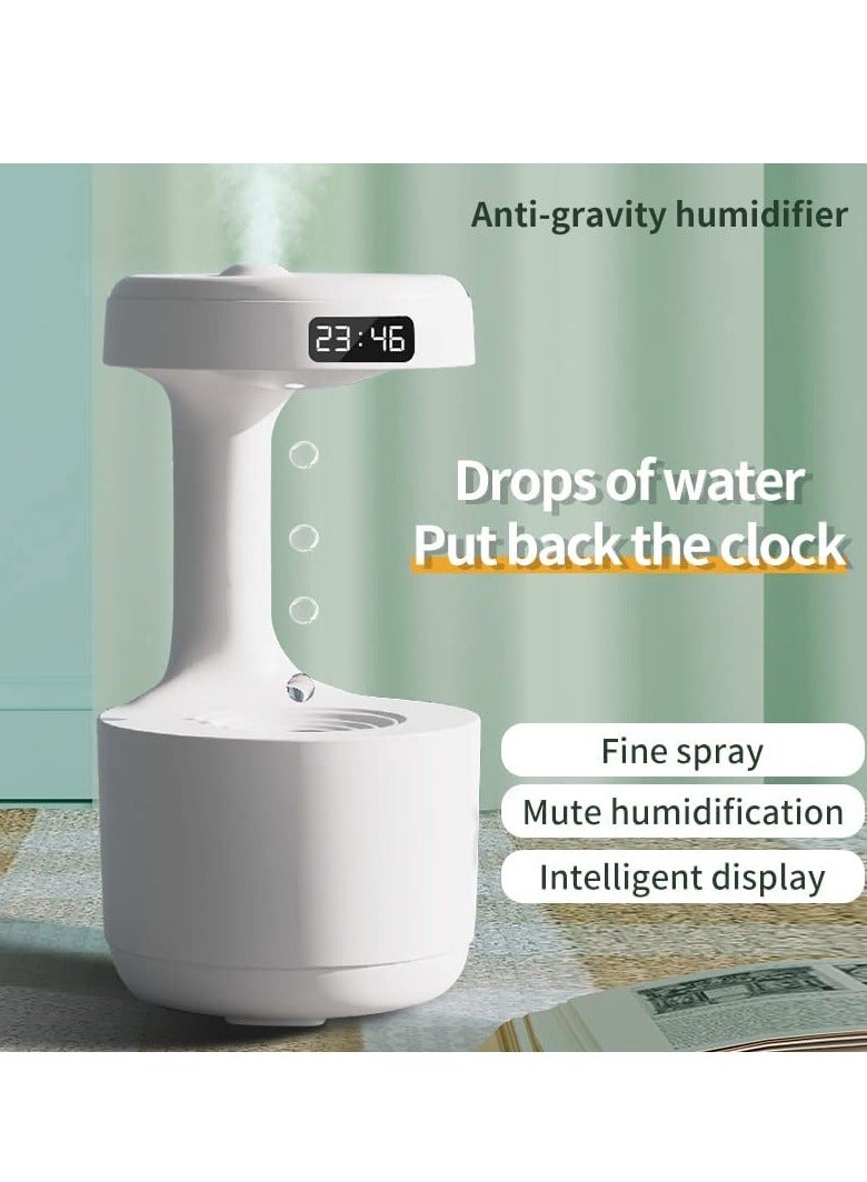 800ML Air Humidifier Home Anti-Gravity Water Droplets Ultrasonic Cool Mist Maker Fogger with LED Display Office Bedroom Desktop