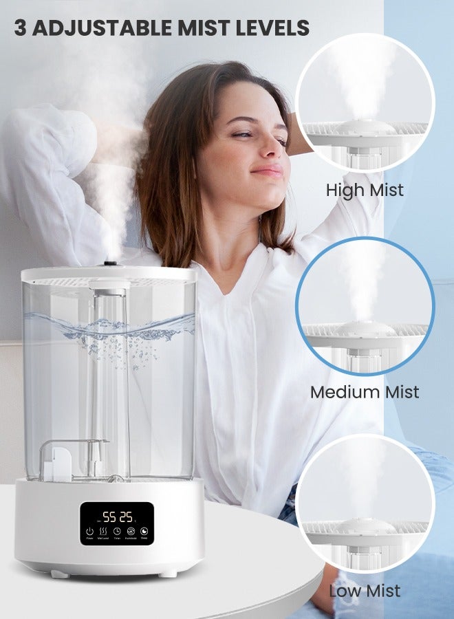 5L Air Humidifier Smart Warm Cold Fog Air Humidifier For Large Rooms, Silent Ultrasonic Air Humidifier, Night Light, Automatic Off