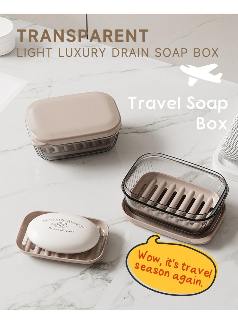 2 Pcs Travel Soap Case, Leakproof Soap Container with Lid, Portable Bar Soap Holder for Traveling, Soap Dish for Bathroom, Shower, Gym, School, Camping, Vacation, Outdoor (Transparent)