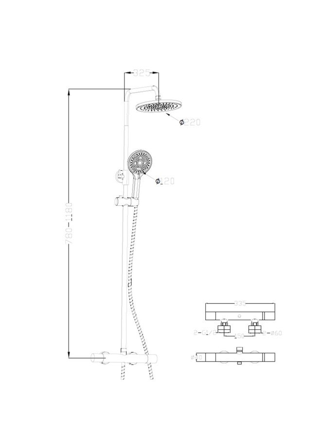 Milano Nolo Rain Shower Column-Complete Set Chrome -Made In China