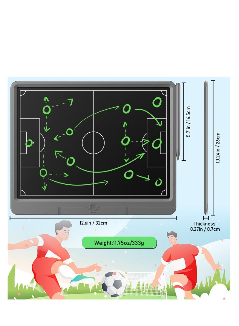 15-Inch LCD Soccer Coaching Board, Digital Tactical Strategy Marker with Stylus Pen for Sports Training, Game Planning, Education, Perfect Gift for Coaches.