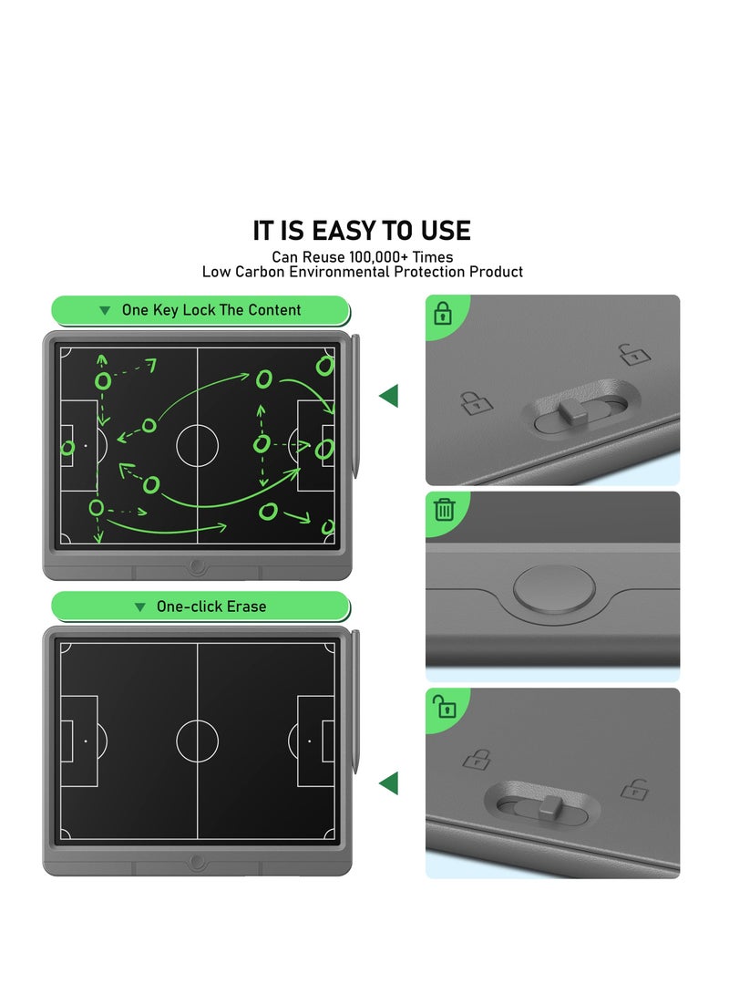 15-Inch LCD Soccer Coaching Board, Digital Tactical Strategy Marker with Stylus Pen for Sports Training, Game Planning, Education, Perfect Gift for Coaches.