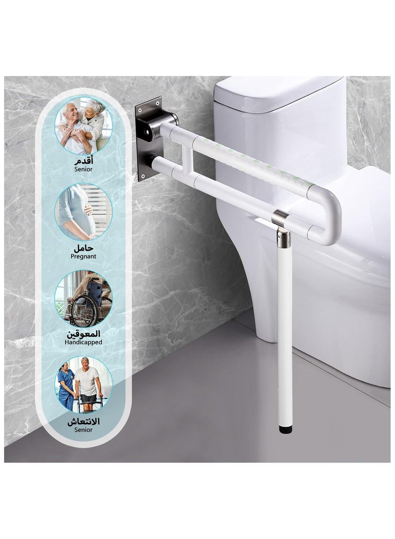 Toilet Grab Bar Bathroom Handrail Rails Stainless Steel Auxiliary Tub Anti-Slip Flip Safety Handle  Home Health Care Equipment for Elderly Disabled Pregnant