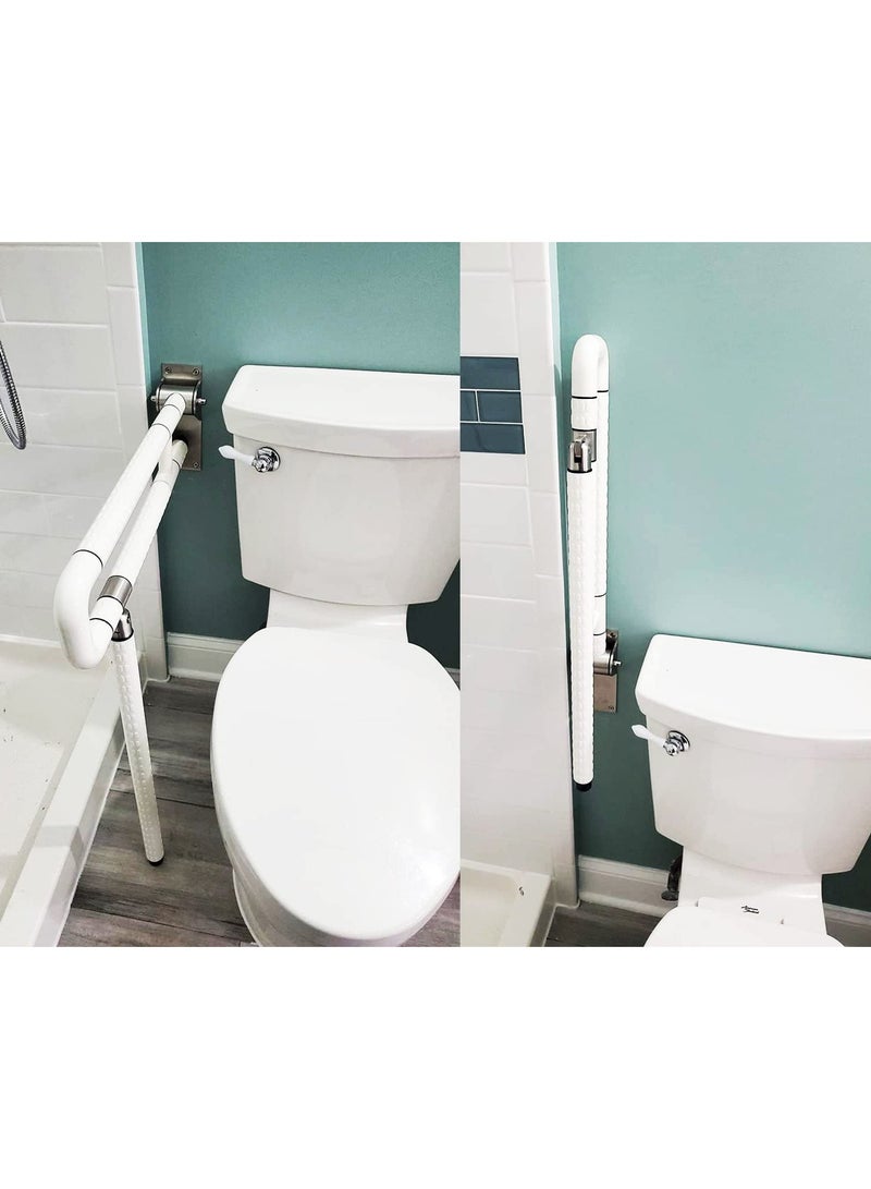 Toilet Grab Bar Foldable Drop Down Toilet Hand Rail Non Slip Toilet Aid Assist Rail Bathroom Safety Toilet Grab Bar Wall Mounted Seat Support Rail for Disabled Elderly Pregnant Load Up 200kg