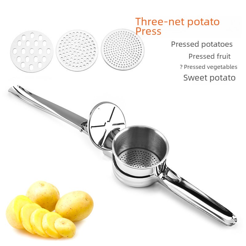 Three-in-one stainless steel juicer potato press mash press potato press fruit juicer